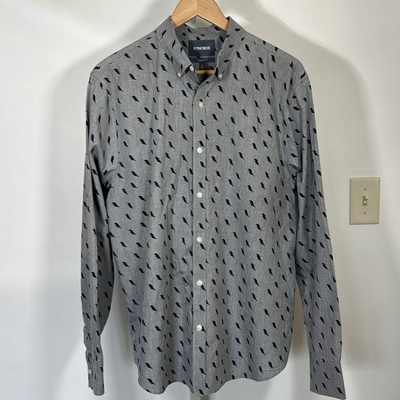 BONOBOS Men’s Standard Fit Long Sleeve Button Down Shirt Gray/Black Size Large - Picture 2 of 9